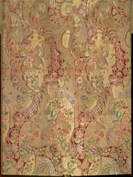 Brokade med eksotisk mønster, italiensk eller fransk, ca. 1700 (silke, forgyldt og sølvtråd)